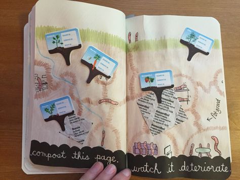 Wreck it journal: compost this page an watch it deteriorate - I made a worm house (17/03/15) Compost This Page Wreck This Journal, Wreck It Journal, Worm House, Journal Challenge, Create This Book, No Calorie Snacks, Journal Project, Wreck This Journal, Health Screening