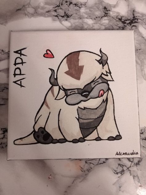 #appa #selfdrawing #cute #avatar #acrylcolor Appa Drawing, Appa Painting, Cute Appa Drawing, Appa Avatar, Anime Canvas Painting, Disney Drawings Sketches, Easy Canvas Art, Avatar The Last Airbender Art, Anime Canvas