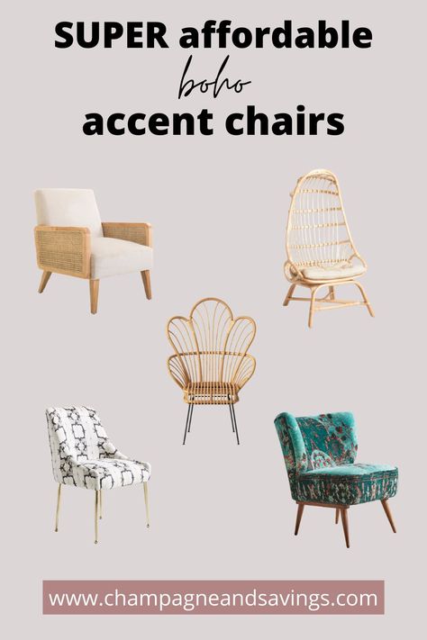 Where to buy boho accent chairs that are actually affordable, affordable home decor, boho living room decor Comfortable Accent Chairs Bohemian, Accent Chairs Boho, Boho Bedroom Chairs, Boho Accent Chairs, Boho Chair Decor, Bohemian Accent Chair, Boho Living Room Chairs, Boho Chairs Bedrooms, Affordable Accent Chairs