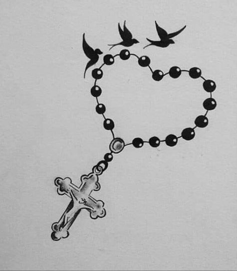 Tattoo Stencils, Rosary, Tattoo Ideas, Tattoos, White, Black