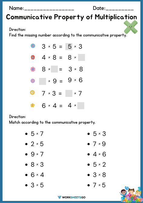 Commutative Property Of Multiplication Communicative Property Of Multiplication, Associative Property Of Multiplication, Commutative Property Of Multiplication, Christmas Multiplication Worksheets, Distributive Property Of Multiplication, Phonics Puzzles, Math Worksheets For Kids, Printable Multiplication Worksheets, Associative Property