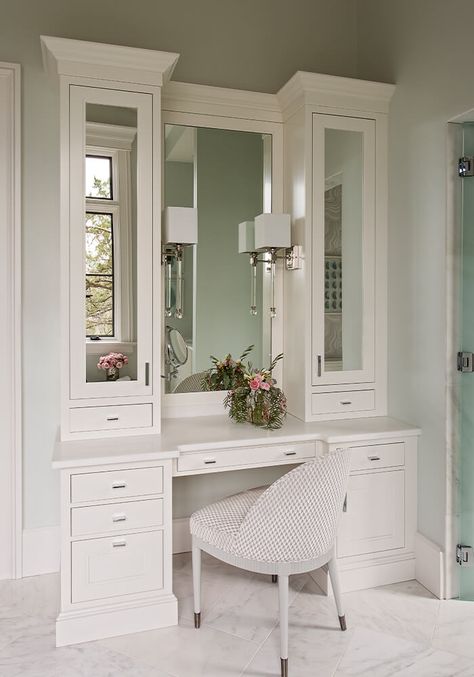 Built In Dressing Table, Vanity In Bedroom, Custom Bathrooms, Built In Vanity, Bedroom Built In Wardrobe, Bathroom With Makeup Vanity, Dressing Room Decor, Dream Closet Design, Dressing Table Design