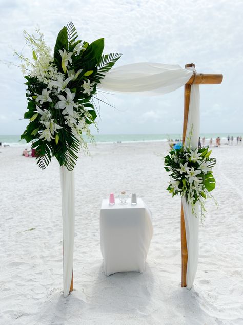 DeSalve Wedding Arch Wedding Arch Palm Leaves, Beach Floral Arch, Monstera Wedding Arch, Tropical Ceremony Arch, Hawaii Wedding Arch, Ciara Wedding, Tropical Wedding Arch, Bridal Arch, Bamboo Wedding Arch