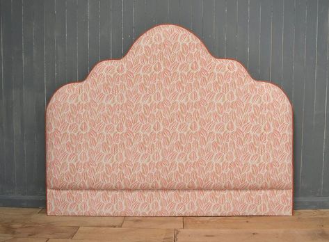 Bespoke Upholstered Headboard with contrast piping Headboard Patterns Fabrics, Girls Headboard Ideas, Headboard Shapes Upholstered, Headboards For Beds Upholstered, Dusty Pink Headboard, Pink Upholstered Headboard, Upholstered Headboard Ideas, Headbord Fabric, Upholstered Headboard Bedroom