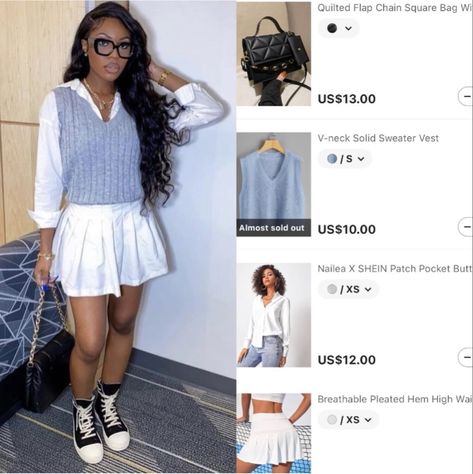 College Outfits Black Women Shein, Easter Fits Black Women Church, Cute Cheap Shein Outfits, Shein Outfit Layout, Shein Recreation Outfits Winter, Classy Back To School Outfits, Black Shein Outfits, Fall Outfits From Shien, Winter Outfits From Shien