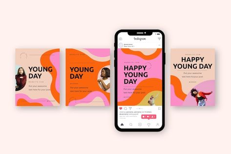 Instagram Mockup, Social Media Mockup, International Youth Day, Product Sale, Advertisement Design, Social Design, Youth Day, Nature Instagram, Vector Online