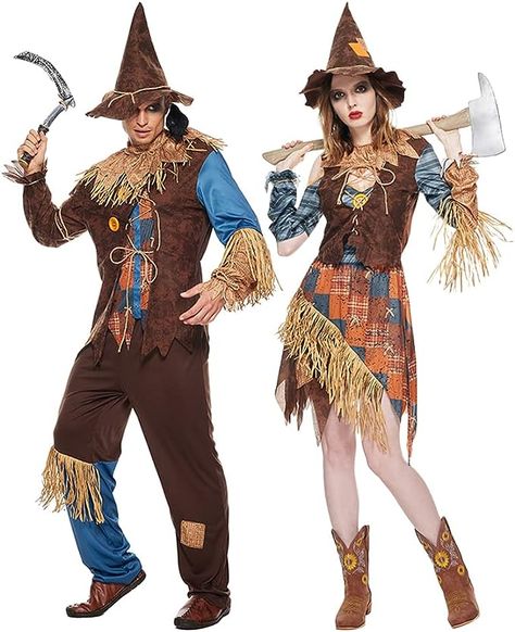 Scarecrow Costume Women, Scary Scarecrow Costume, Scarecrow Costumes, Scary Scarecrow, Funny Couple Costumes, Halloween Parejas, Couples Halloween Costume Ideas, Scarecrow Costume, Halloween Party Night