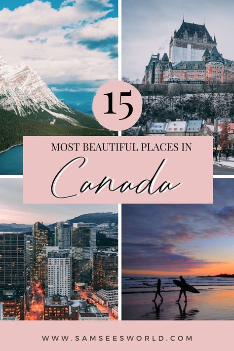 Canada is full of beautiful places to visit, from places flourishing with natural beauty, to big cities, to historic landmarks and more! If you are looking for the most beautiful places to visit in Canada, you have come to the right place. This post covers all the best and most beautiful destinations in Canada that you need to add to your travel bucket list today! Beautiful Places In Canada, Aesthetic Canada, Places To Visit In Canada, Wanderlust Aesthetic, Places In Canada, Lake Moraine, Canada Vacation, Most Beautiful Places To Visit, Canada City