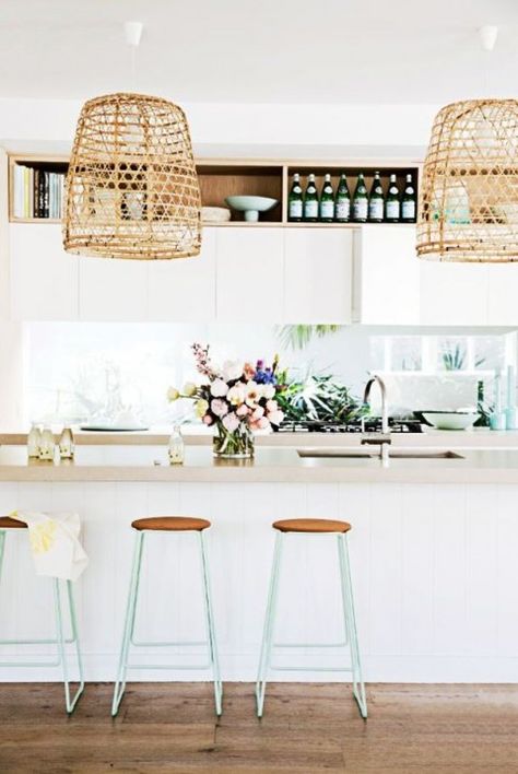 Inspiration: Mint Done Right Spanish Villa, Coastal Boho, Surf Shack, Boho Kitchen, Gorgeous Kitchens, Kitchen Inspo, Dream Rooms, Kitchen Space, Kitchen Room