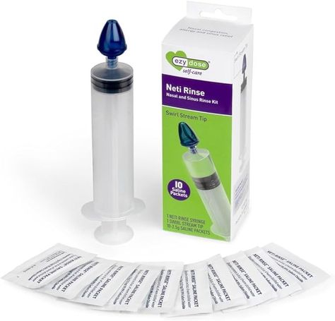 Amazon.com: Ezy Dose Sinus and Allergy Relief Syringe | Nose Rinse for Home or Travel | Includes 10 Saline Packets : Health & Household Sinus Medicine, Sinus Allergies, Neti Pot, Congestion Relief, Saline Solution, Sinus Pressure, Nasal Passages, Allergy Relief, Squeeze Bottles