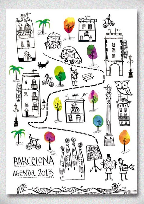 Doodle art: 50 great examples: Page 2 | Creative Bloq Barcelona Map Illustration, Travel Typography, Typography Drawing, Mental Map, Illustrated Maps, Illustration Travel, Sketch Note, Hand Drawn Map, Art Carte