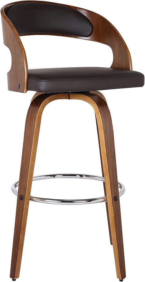 Amazon.com: Armen Living Shelly 26" Counter Height Barstool in Brown Faux Leather and Walnut Wood Finish : Home & Kitchen Walnut Wood Finish, Brown Bar Stools, Stools For Kitchen Island, Swivel Counter Stools, Wood Bar Stools, Counter Height Stools, Kitchen Bar Stools, Swivel Bar Stools, Wooden Bar