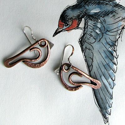 Art Jewelry Earrings, Wire Work Jewelry, Jewelry Techniques, Earrings Inspiration, Bird Jewelry, Work Jewelry, Bijoux Diy, Beads And Wire, Wire Art