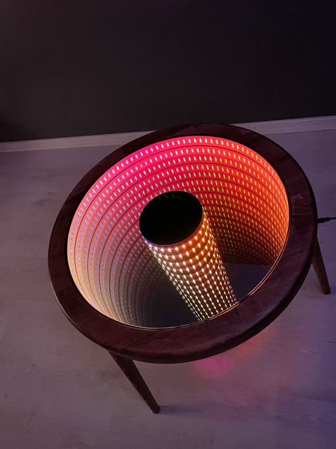 Kinetic Sand Table, Diy Infinity Mirror, Infinity Mirror Installation, Infinity Mirror Table, Neon Infinity Mirror, Infinity Table, Infinity Lights, Trippy Led Light Art, Gaming Room Decor