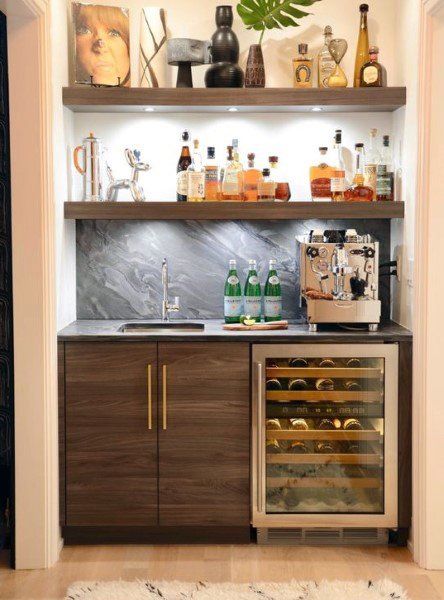 Top 70 Best Home Wet Bar Ideas - Cool Entertaining Space Designs Home Bar Counter, Home Wet Bar, Bar Mini, Home Bar Rooms, Modern Home Bar, Home Bar Design, Diy Home Bar, Built In Bar, Coffee Bar Home