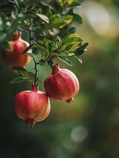 ↑↑↑ Larger size on website 🔸 Three ripe pomegranates hang from a branch of a pomegranate tree. The pomegranates are a deep red co Pomegranate Images, Mood Idea, Pomegranate Branch, Beautiful Foto, Pomegranate Tree, Pomegranate Art, Pomegranate Design, Red Pomegranate, Shiny Skin