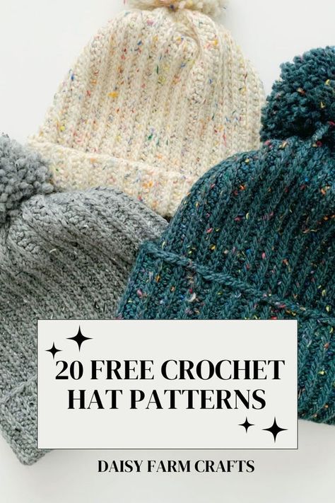 Crochet Hats Free Pattern Ladies, Beanie Pattern Free, Daisy Farm Crafts, Crochet Hat Patterns, Easy Crochet Hat Patterns, Crochet Beanie Pattern Free, Crochet Adult Hat, Daisy Farm, Crochet Hat For Beginners