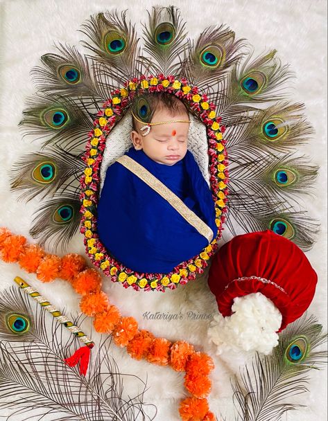 Dahi Handi Baby Photoshoot, Krishna Janmashtami Baby Photo Shoot, Krishna Theme Photoshoot, Newborn Krishna Photoshoot, Chathi Decoration Godadi, Gokulashtami Baby Photoshoot, Baby Boy Krishna Photoshoot, Krishnashtami Baby Photoshoot, Krishna Jayanthi Baby Photoshoot