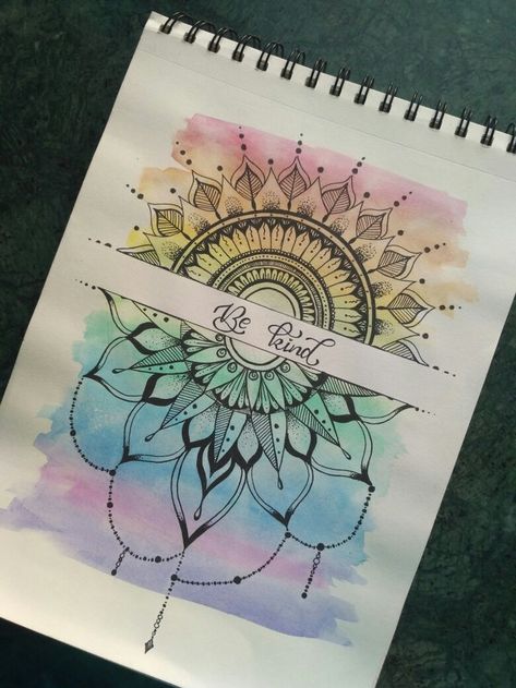 Watercolour Mandala, Mandala Designs, Mandala Art, Notebook, Quotes, Art