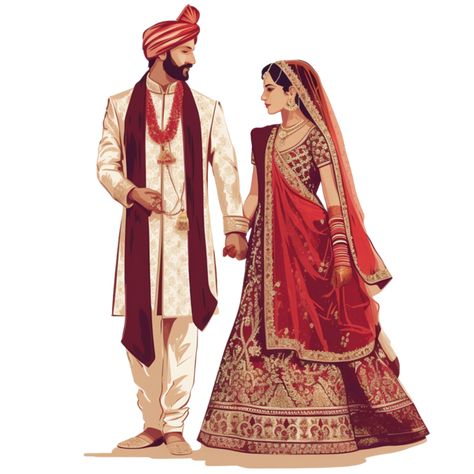 Bride Groom Illustration Indian, Indian Bride Groom Illustration, Indian Wedding Cartoon, Indian Groom Illustration, Indian Wedding Vector, Wedding Caricature Indian, Indian Wedding Couple Cartoon, Indian Wedding Drawing, Hindu Wedding Caricature