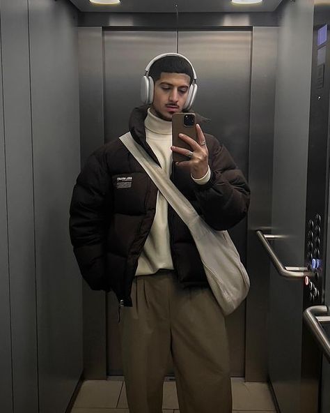 Cold Outfits Men, Cold Outfits Aesthetic, Outfits For The Cold, Big Boys Fashion, Brown Coats, Mens Streetwear Outfits, Korean Street Fashion Men, Cold Weather Outfits Winter, Classy Streetwear