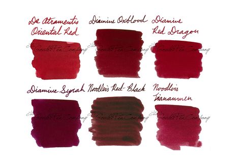 2ml samples of 6 of our most popular dark red fountain pen ink colors. This set includes: De Atramentis Oriental Red, Diamine Oxblood, Diamine Red Dragon, Diamine Syrah, Noodler's Red-Black, and Noodler's Tiananmen. Copper Autumn, Hand Lettering Practice, Goulet Pens Company, Goulet Pens, Oxblood Red, Lettering Practice, Dip Pen, Bottled Ink, Red Ink