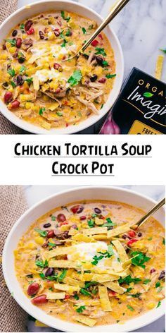 Tortilla Soup Crock Pot, Soup Crock Pot, Chicken Tortilla Soup Crock Pot, Slow Cooker Chicken Tortilla Soup, Creamy Chicken Tortilla Soup, Slow Cooker Creamy Chicken, Crockpot Soup, Crock Pot Recipe, Chicken Tortillas Soups Recipe