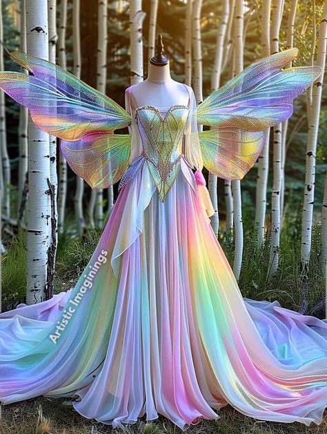 Dark Wedding Theme, Drag Queen Outfits, Pretty Quinceanera Dresses, Fairytale Fashion, Fairy Dresses, Fashion Design Patterns, Rainbow Outfit, Concept Clothing, Lingerie Costume