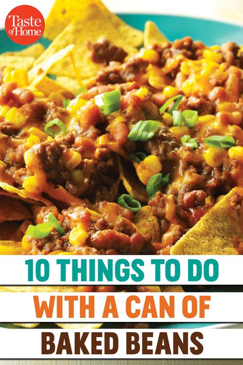 10 Things to Do with a Can of Baked Beans What Goes Good With Baked Beans, Leftover Baked Beans Ideas, Baked Beans Leftover Recipes, Chicken And Baked Beans, Chicken And Baked Beans Recipes, Bean Ideas For Dinner, Meals With Beans Dinners, Leftover Baked Beans What To Do With, What To Eat With Baked Beans