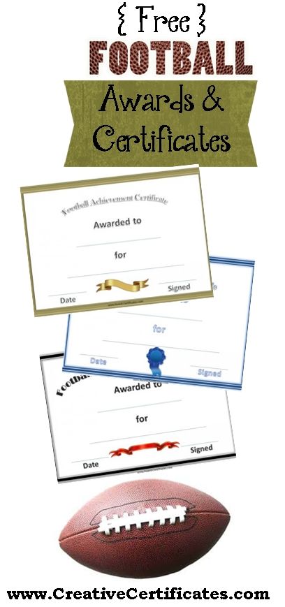 Free printable football certificates and awards Fantasy Football Gifts, Soccer Awards, Football Banquet, Sports Banquet, Football Awards, Award Template, Award Ideas, Football Cheer, Life Coach Quotes