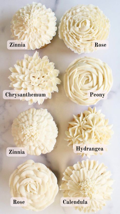 Buttercream Flower Cupcakes - Alissa's Bakeshop Buttercream Fall Flowers, Fall Flower Cupcakes, Buttercream Flowers Cupcakes, Buttercream Recipes, Piping Buttercream, Wild Baby Shower, Flower Piping, Cupcake Flowers, Frosting Cupcakes