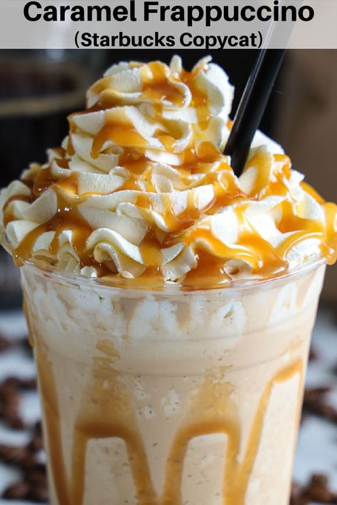 This Starbucks Caramel Frappuccino copycat recipe is sweet, creamy, simple, and delicious. It's so good, you'll think a barista made it. #caramelfrappuccino #frappuccino #caramelfrappe #frappe Caramel Frappe Recipe, Starbucks Frappe, Starbucks Caramel Frappuccino, Starbucks Frappuccino Recipe, Homemade Frappuccino, Frappe Recipe, Caramel Frappuccino, Starbucks Caramel, Cream Caramel