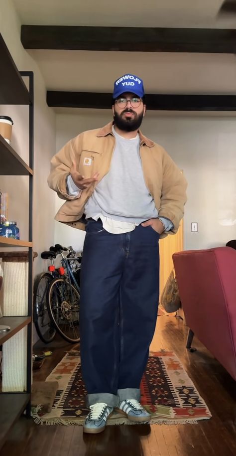 Grandpa Outfits Men, Eclectic Grandpa Mens Fashion, Dad Core Outfits, Plus Size Men Winter Outfits, Men’s Fashion Plus Size, Dad Bod Outfits, Mens Blundstone Outfit, Dad Fashion Aesthetic, Big Men Outfits