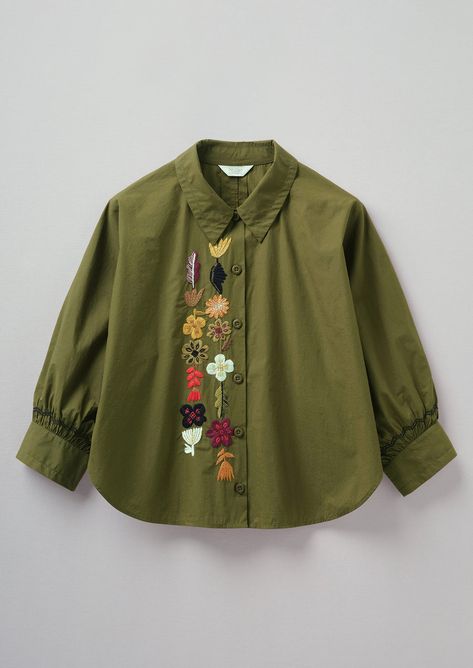 Olive Toast, Simple Clothing, Cotton Plant, Pola Sulam, Wool Shirt, Shirt Embroidery, Summer 24, Cotton Shirts, Fair Isle Sweater