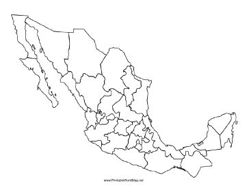 This printable map of Mexico is blank and can be used in classrooms, business settings, and elsewhere to track travels or for other purposes. It is oriented horizontally. Free to download and print Geography Lesson Plans, Bullet Journal 2020, Map Worksheets, Mexico Map, Social Studies Worksheets, Printable Maps, State Outline, Country Maps, Spanish Resources