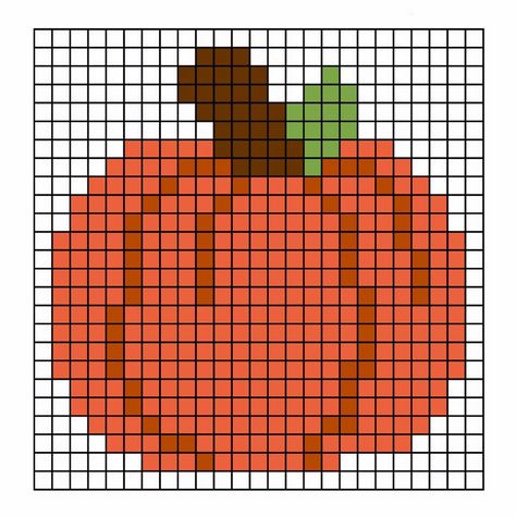 Pumpkin graph Crochet Grid Patterns, Pumpkin Cross Stitch Patterns, Crochet Grid, Autumn Cross Stitch Patterns, Pumpkin Cross Stitch, Grid Patterns, Fall Cross Stitch, Stitch Halloween, Fall Crochet Patterns