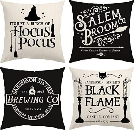 Halloween Decor Pillow Covers 18x18 Set of 4 Halloween Decorations Hocus Pocus Farmhouse Saying Outdoor Fall Pillows Decorative Throw Cushion Case for Home Halloween Decorations Hocus Pocus, Halloween Pillows Covers, Halloween Throw Pillow, Fall Throw Pillows, Fall Pillow Cover, Bantal Sofa, Sofa Pillow Covers, Pillows Decorative, Halloween Pillows