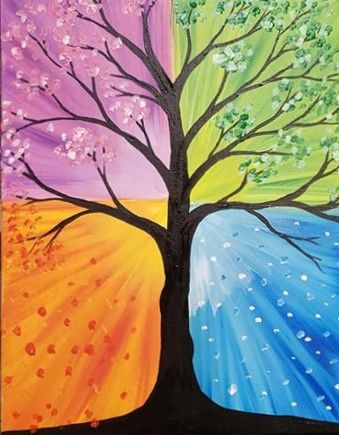 Paint-Parties are starting at Golden Valley Brewery!  Every Third Tuesday! Come and celebrate spring, and LIFE, by painting "Four Seasons Tree" - NO experience required - ALL ages welcome - FUN guaranteed!  I'll walk you through it, step-by-step, and help you find your own inner-artist! $45/adult for everything - including a $10 voucher towards your tab. $25/child under 18 (no voucher included). #art #artclass #children #couples #datenight #event #family #fun #girlsnightout Four Seasons Tree, Art Paint Party, Family Tree Painting, Kids Painting Party, Christmas Fair Ideas, Color Theory Art, Cider House, Paint Night, Spring Painting