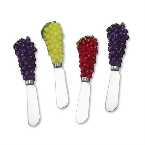 5264 4-Piece Vintage Grapes Resin Cheese Spreader Wine Party Theme, Home Entertaining, Cheese Spreaders, Whistling Tea Kettle, Butter Spreader, Wine Decor, Painted Resin, Food Dinner, Wine Theme