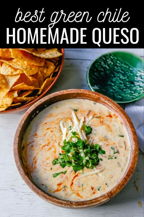 Best Queso Dip, Green Chile Queso, Queso Dip Easy, Chili Queso Dip, The Best Queso, Best Queso, Homemade Queso, Queso Blanco Dip, White Queso Dip