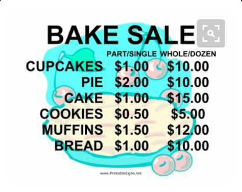 Good Prices For Work Bake Sale Bake Sale Prices, Pie Background, Price List Sign, Bake Sale Sign, Fundraiser Bake Sale, Fall Bake Sale, Background Room, Bake Sale Treats, Bake Sale Packaging