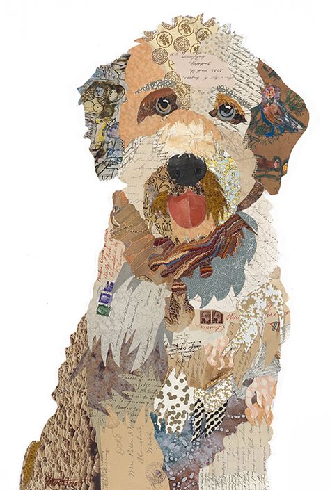 Doodle collage by Brenda Bogart Collage Art Projects, Dog Quilts, Paper Collage Art, Animal Quilts, Collage Art Mixed Media, Original Collage, A Collage, Paper Collage, Dog Portraits