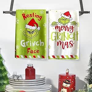 Clean Countertops, Bathroom Green, Kitchen Words, Grinch Christmas Decorations, Xmas Dinner, Decor For Kitchen, Christmas Kitchen Decor, Christmas Kitchen Towels, Kitchen Dish Towel