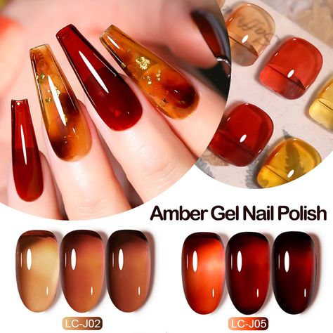 Jelly Amber Nails, Autumn Jelly Nails, Amber Jelly Nails, Amber Nails Design, Amber Nail, Amber Nails, Manicure Soak, September Nails, Beauty Hair Makeup