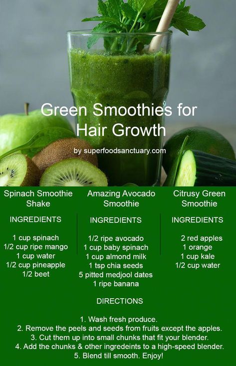 In this post, I want to share with you 3 green smoothies for hair loss to restore thinning hair and promote hair growth! Enjoy! #VeggieBurgerBar Smoothies For Hair Growth, Hair Growth Smoothie Recipes, Green Shakes, Promote Hair Growth, Juicer Recipes, Spinach Smoothie, Green Smoothies, Smoothie Ingredients, For Hair Growth