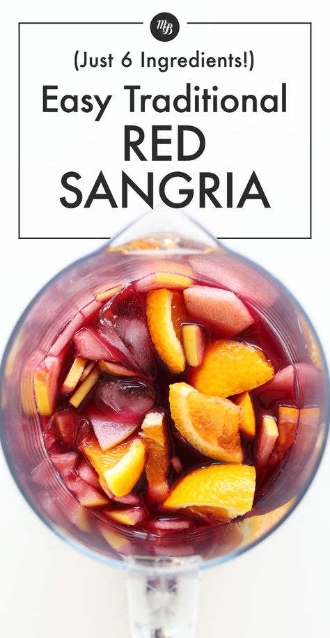 Our Easy Red Sangria is not one to be missed this season: it's FRUITY, sweet, LUSH, ultra-smooth, and sooo refreshing! Just 6 INGREDIENTS and 5 MINUTES required to make it, too - a perfect boozy bev to prepare for guests in a pinch! Easy Red Sangria, Spanish Sangria, Spanish Red Wine, Red Sangria Recipes, Easy Sangria Recipes, Sangria Ingredients, Burger Party, Red Sangria, Ice Wine