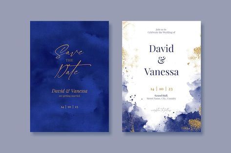 Watercolor navy and gold wedding invitat... | Premium Psd #Freepik #psd #wedding #watercolor #gold #invitation Navy Gold Wedding Invitations, Weding Invitation, Navy And Gold Wedding, Business And Advertising, Navy Gold Wedding, Navy Blue And Gold Wedding, Blue Gold Wedding, Wedding Invitation Background, Wedding Watercolor