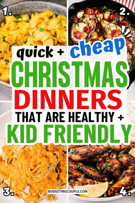 Looking for festive yet affordable meal ideas? Check out these budget-friendly meals for a crowd with easy recipes that save time and money. From cheap easy quick dinners for family to Christmas dinner ideas main dishes for a crowd, we have you covered. Find perfect main dishes for Christmas party and casual Christmas Eve dinner ideas to make your holiday gatherings special and stress-free. Christmas Dinner Kid Friendly, Christmas Supper Ideas Families, Christmas Eve Meals For A Crowd, Christmas Eve Party Ideas Families, Dishes For Christmas Party, Easy Christmas Meals For A Crowd, Easy Christmas Meal Ideas, Christmas Dinner Ideas For A Crowd, Easy Christmas Dinner Ideas Simple