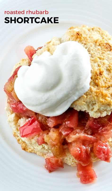 This twist on traditional shortcake uses rhubarb instead of strawberry. No dessert says summer more than shortcake! Rhubarb Shortcake, Roasted Rhubarb, Rhubarb Desserts, Shortcake Recipe, Rhubarb Recipes, Fruit Desserts, Rhubarb, Summer Desserts, Sweets Treats