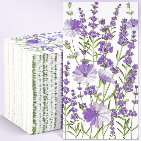 Amazon.com: Homlouue Purple Lavender Floral Napkins, 100PCS 3 Ply Guest Towels Disposable Bathroom, Floral Paper Napkins Disposable, Flower Paper Napkins Decorative for Spring Summer Fall Party Decorations : Health & Household Bathroom Lavender, Lavender Pattern, Fall Party Decorations, Purple Paper, Paper Guest Towels, Summer Party Decorations, Floral Napkins, Purple Decor, Flower Paper